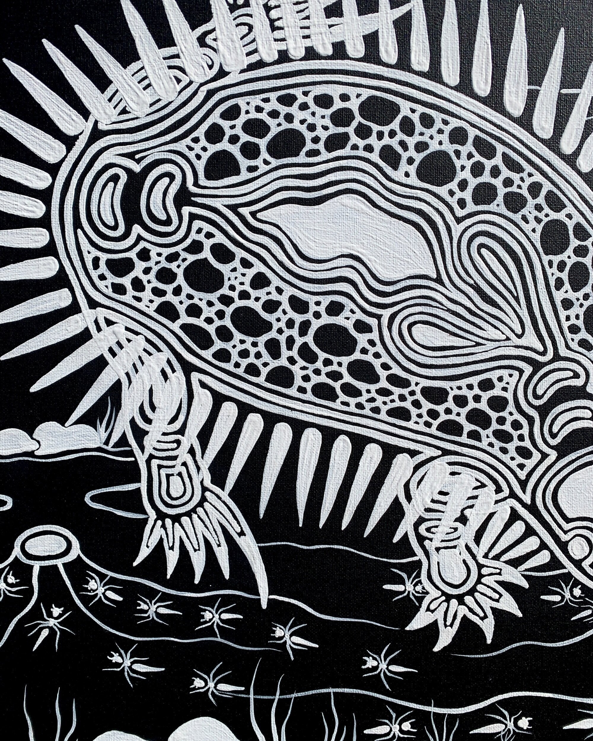 2 Echidnas in an Ants Nest Bularr Mikiri Mungi | Deep Water Shark Gallery  - Aboriginal Art -